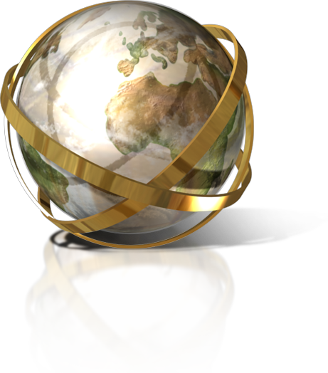 Globe wrapped in golden rings